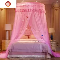 结婚大红色落地家用免打孔免安装蚊帐圆顶吊挂式吊顶蚊帐子 三维工匠