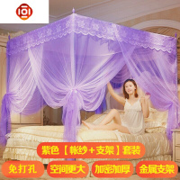蚊帐家用加密帐纱加粗支架三开双人宫廷1.5m1.8m公主风纹帐1.0m 三维工匠