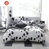 ins小清新奶牛四件套棉豹纹黑白简约床上用品学生宿舍三件套 三维工匠