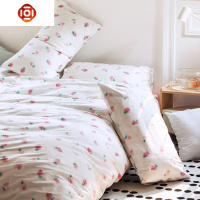棉小清新可爱床单三件套 田园花卉棉印花被套床笠四件套床品 三维工匠
