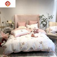 ins可爱小猫咪60支长绒棉四件套数码印花被套卡通风棉床上用品 三维工匠