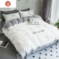 网红款四件套棉棉春夏季水洗棉公主风被套床单三件套床上用品 三维工匠