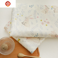 韩式田园风白色花兔子四件套双层纱棉棉柔软床单被套床上用品 三维工匠