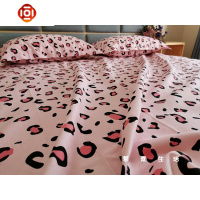 棉老粗布豹纹床单单件网红棉布双人被单凉席亚麻粉色1.8米床 三维工匠