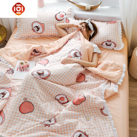 水洗棉夏凉被四件套空调被单双人宿舍夏被三件套春秋季儿童薄被子 三维工匠