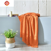 灰色沙发盖巾床搭巾搭毯现代简约北欧民宿橙色搭毯空调毯针织毛毯 三维工匠