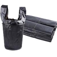 [专享]手提式垃圾袋黑色家用塑料袋中背心式批发袋子S加厚款经济款50只实惠
