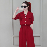 贵夫人套装高端洋气2020年新款春季时尚女装垂感雪纺阔腿裤两件套