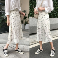 [雪纺]夏季2020韩版小清新休闲高腰碎花半身裙a字裙女中长款裙