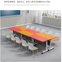 顶鸿DH-Y0110组装简约折叠皮椅棋牌椅培训椅带写字板新闻椅钢脚椅 办公椅子可躺弓形 洽谈椅