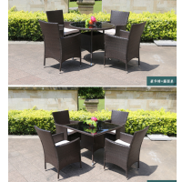 顶鸿DH-5740户外桌椅家具仿藤椅休闲桌椅庭院阳台酒吧咖啡厅桌椅组合4椅+藤方桌