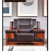 顶鸿DH-Y0203商务会客接待三人位中式大款牛皮总裁办公室沙发茶几组合 单人位(进口西皮)