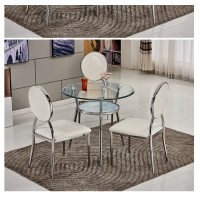 顶鸿DH-HY0305餐桌椅组合双层钢化玻璃圆桌洽谈桌椅接待桌椅会客桌椅门市店桌椅 单桌子