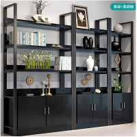 顶鸿DH-HY0604简易书架置物架储物架落地书柜多层铁艺货架展示架客厅收纳架带柜五层高182*长100*宽30