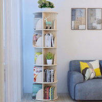 顶鸿DH-HY0620实木旋转书架360度学生简易书架办公书柜落地松木置物架 无油漆五层