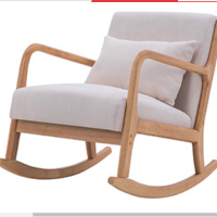 顶鸿DH-HY0822北欧实木家用摇摇椅单人沙发躺椅大人老人椅客厅阳台休闲懒人逍遥椅 单摇椅(全套可拆洗)
