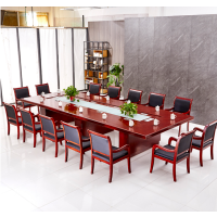 顶鸿DH-HY1019会议桌长桌直角会议台大型多人开会桌子中式贴木皮油漆会议台 4*1.8*0.76
