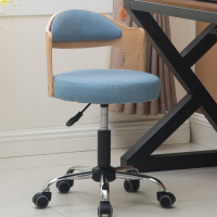 顶鸿实木靠背小巧电脑椅 家用办公椅布艺升降小转椅亚麻布款DH-HY1052