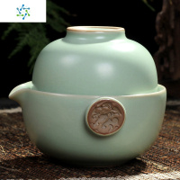 汝窑快客杯一壶一杯 便携旅行整套陶瓷功夫茶具套装茶杯茶壶 三维工匠 哥窑如意一壶二杯