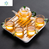 三维工匠耐热玻璃功夫茶具套装家用花茶壶过滤泡红茶器办公室会客茶杯整套 茶壶/蓝+六把杯/蓝+公道杯/蓝+茶漏+长密