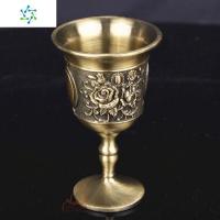 城堡白酒杯小号欧式仿古结婚敬酒杯家用酒具高脚杯金属烈酒 三维工匠 黄色玫瑰