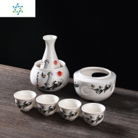 温酒器烛台加热家用陶瓷酒具套装白酒烫酒壶分酒器煮酒壶温酒壶 三维工匠 烛台酒具(黑亚光)4杯礼盒装