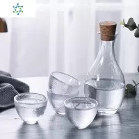 白酒玻璃清酒壶套装酒果酒温酒器锤纹酒杯酒壶创意日式清酒酒具 三维工匠 透明温酒壶[单个壶]