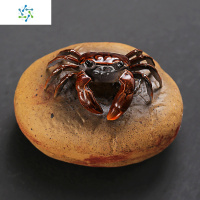 紫砂变色喷水荷叶螃蟹茶宠茶桌茶盘摆件茶艺茶玩茶具配件 三维工匠 朱砂-五子登科青蛙会喷水(长12高6cm)