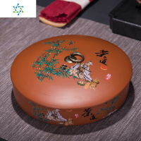 紫砂陶瓷357茶饼罐 大号普洱存茶醒茶罐白茶密封茶盒茶叶罐包装盒 三维工匠 富春山居图(一饼装)茶具