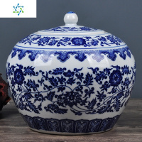 景德镇陶瓷罐茶叶密封罐大号装茶叶罐盒家用储存罐带盖青花瓷罐 三维工匠 《青花卷草纹》陶瓷盖罐茶叶罐茶具