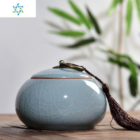 青瓷茶仓盒储存罐陶瓷茶具便携普洱茶密封罐大号装茶叶罐 三维工匠 天地罐-素陶亚光黑