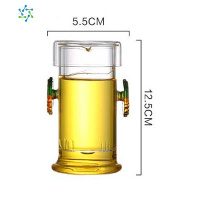 泡红茶专用茶具过滤耐热玻璃泡茶壶喝红茶杯透明家用双耳杯冲茶器 三维工匠 龙把玻璃内胆