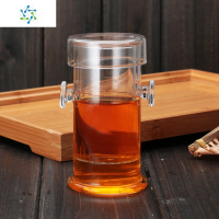 耐热玻璃茶具绿红普洱茶壶玻璃不锈钢内胆过滤泡茶壶茶杯具双耳杯 三维工匠 琉璃