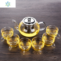 加厚耐热高温玻璃茶具套装家用简约功夫泡茶器日式泡茶壶茶杯 三维工匠 I款[玻璃直身杯*6][简装]