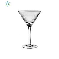 日式锤纹玻璃杯红酒杯葡萄酒杯气泡杯高脚杯鸡尾酒杯香槟杯 三维工匠 金边起泡杯-260