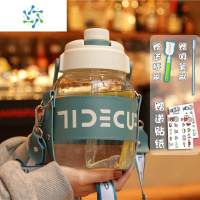 三维工匠玻璃杯大容量1000ml便携吸管男女夏季户外运动健身水杯