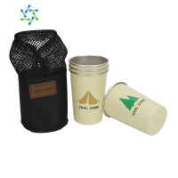 三维工匠COOLCAMP户外露营水杯04不锈钢4件套杯野营炊具野餐啤酒杯咖啡杯