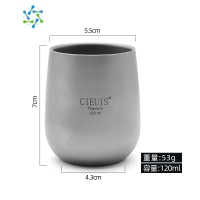 三维工匠户外纯钛杯双层露营水杯非钛合金咖啡日式杯子鹅蛋杯便携式