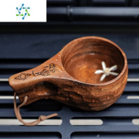 三维工匠户外露营BC芬兰便携迷你小碗咖啡牛奶龟甲水杯精品kuksa木杯