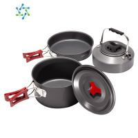 三维工匠户外野营炊具 野外锅具烧水壶野餐厨具煎锅套锅野炊露营装备全套户外烧水壶