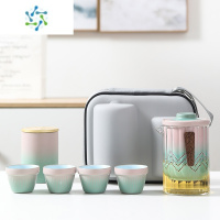 三维工匠简约旅行茶具套装礼盒装泡茶壶陶瓷户外便携式茶具定制logo户外烧水壶