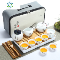 三维工匠户外旅行茶具套装小型迷你家用便携功夫茶泡茶壶白瓷茶杯简易装备户外烧水壶
