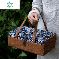 三维工匠户外露营旅行携带复古仿制竹编茶具布袋包茶壶茶杯一壶六杯收纳包户外烧水壶