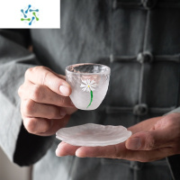 三维工匠日式玻璃杯托琉璃功夫茶具配件创意杯垫茶道茶托茶杯底座垫子茶具