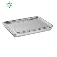 三维工匠不锈钢沥油盘油炸盘长方形过滤方盘架子沥水托盘茶托盘密孔漏盘茶具