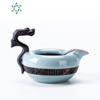 三维工匠|禅风黑石头釉公道杯 黑陶分茶器 日式功夫茶具粗陶分茶器茶具