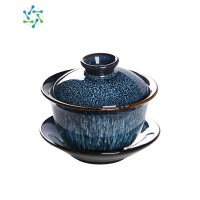 三维工匠窑变拉丝功夫茶具家用手抓泡茶碗茶道单个陶瓷茶杯三才盖碗茶具