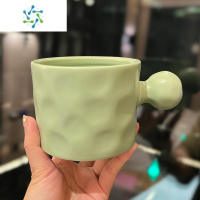 三维工匠小众设计师款陶瓷方快把手马克杯创意办公室水杯北欧风色釉咖啡杯 北欧色釉圆把-绿酒具