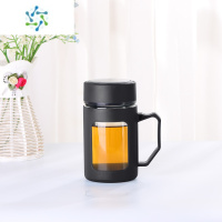 三维工匠刻字定制logo水杯男女带把手简约家用办公室玻璃杯泡茶杯带盖杯子 可刻字1个起订酒具