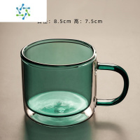 三维工匠双层玻璃咖啡杯 彩色带把喝水玻璃杯 耐热双层防烫水杯家用泡茶杯 马克杯六只+杯架+竹盘酒具